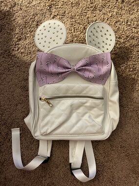 Minnie Mouse White Faux Leather Backpack